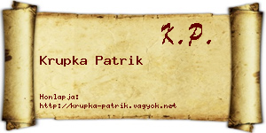 Krupka Patrik névjegykártya